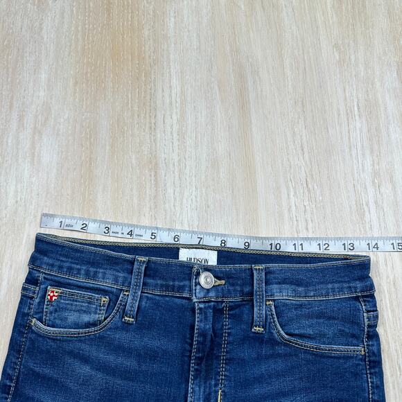 Hudson Blue Natalie Lei Raw Ankle Low Rise Skinny Dark Wash Denim Jeans 24 - Picture 9 of 14